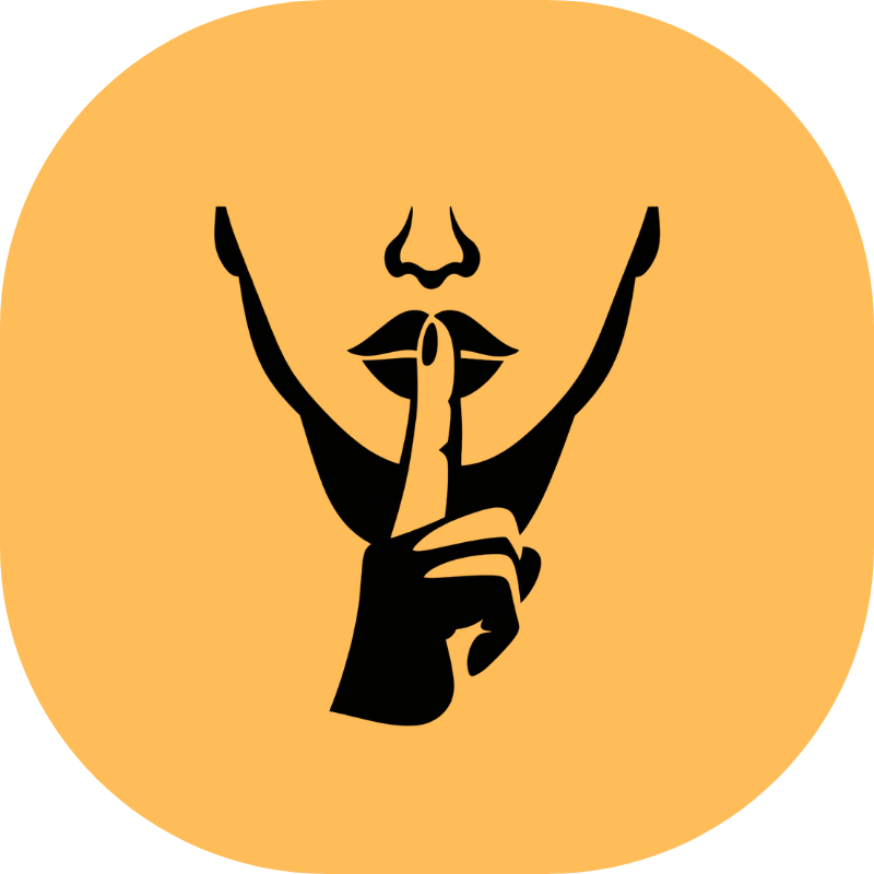 Finger on lips — complete discretion