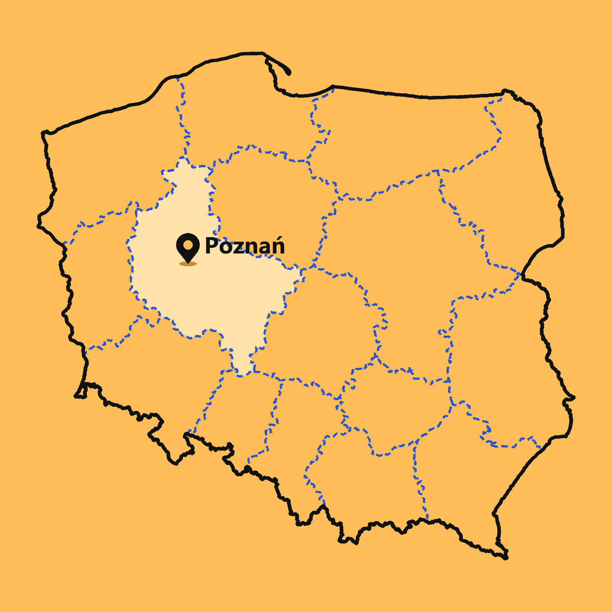 Polen-Karte mit Woiwodschaften – Posen, Woiwodschaft Großpolen