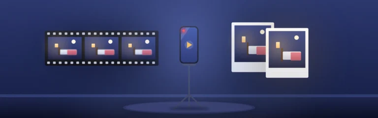 Sesja foto i wideo – iPhone na statywie, taśma filmowa i zdjęcia